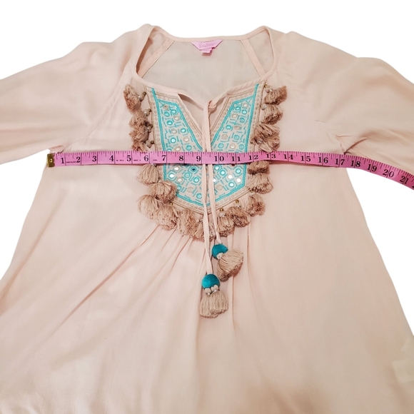 Lilly Pulitzer Shandy Top Tassels Pompom Embroidered XS Cotton Blend - Picture 8 of 14
